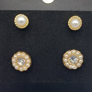 5/10 New 2 pair of gold and pearl style fashion earrings